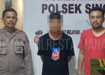 Polsek Singkil Polresta Manado mengamankan pelaku penganiayaan dengan menggunakan Senjata tajam (Sajam)